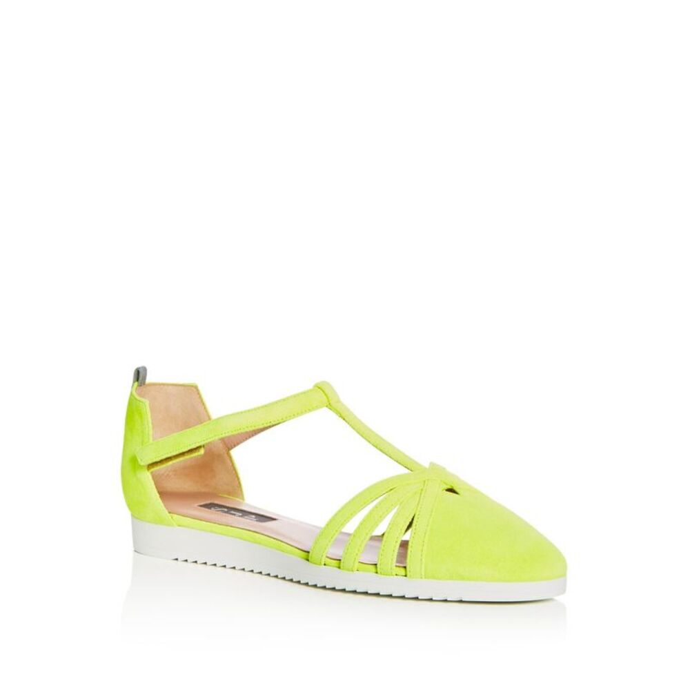 NWT SJP Womens Green Strappy Cutouts T-Strap Meteor Almond Toe Flats Shoes 40